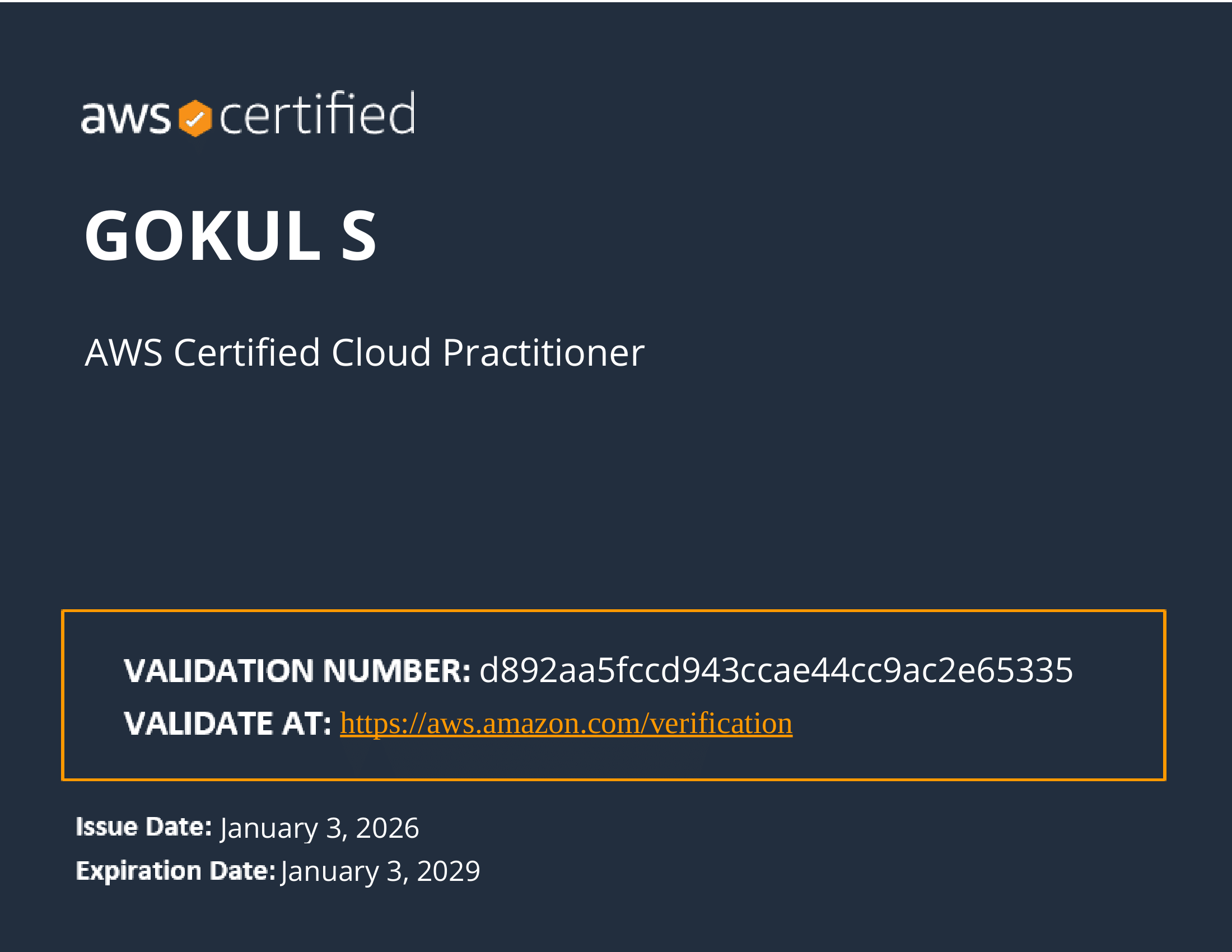 AWS Cloud Practitioner Certificate